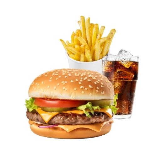 Child Burger Chips and Juice